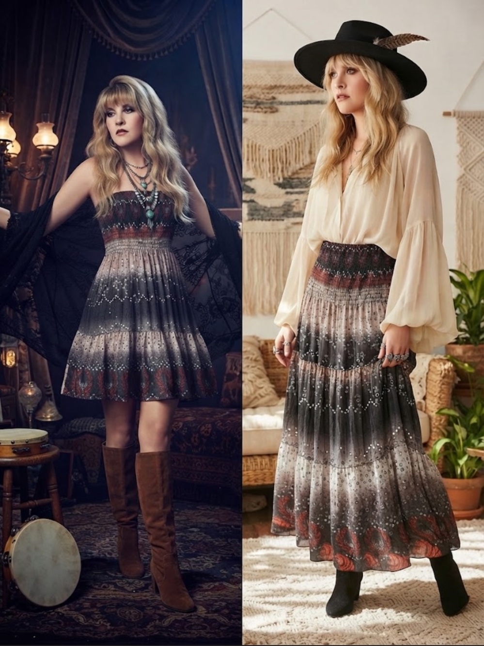 18. Ingear Bohemian Ombre
Sequin Smocked Convertible Maxi Skirt /Dress
Size L